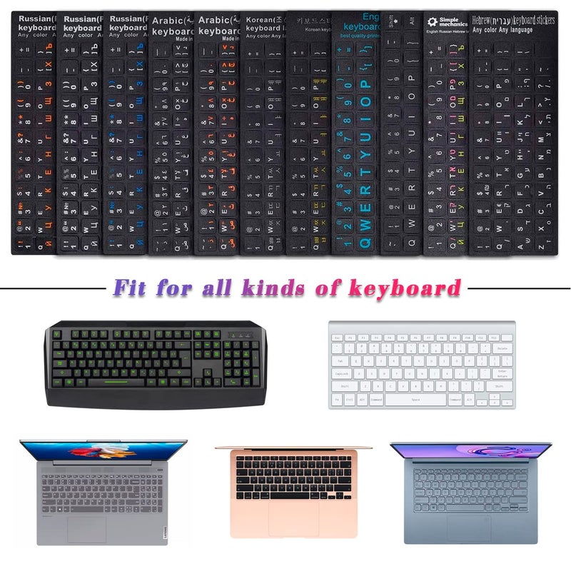 HRH [2PCS Pack] HRH English Keyboard Stickers,PC Keyboard Stickers White Background with Black Lettering for Computer - Image 3